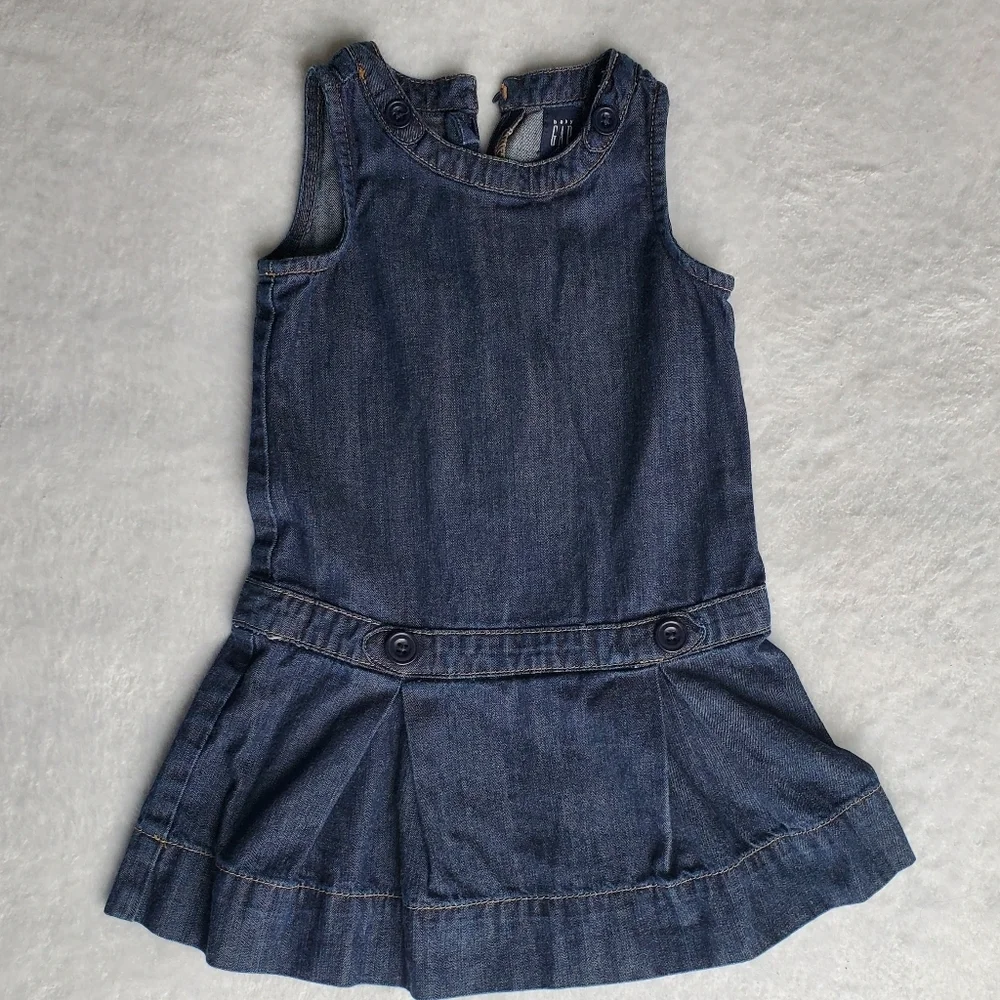 baby GAP Sleeveless Denim Dress - Dark Blue- Size 3Y